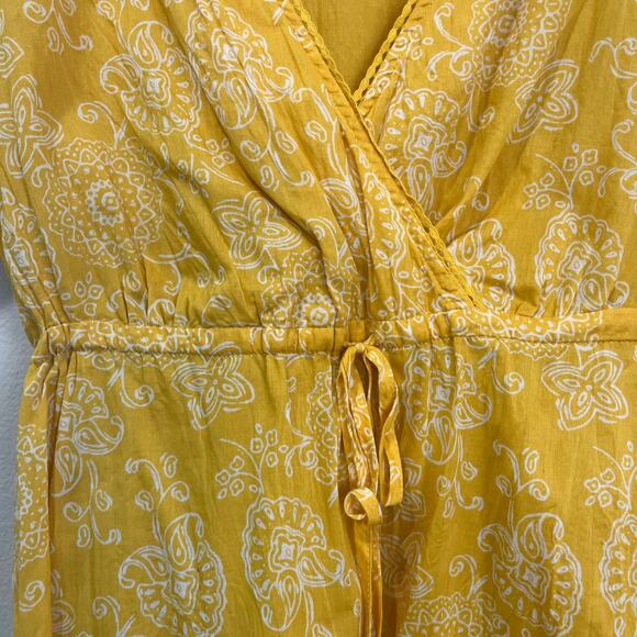 Eddie Bauer 100% Cotton Yellow Paisley Fit & Flare Dress Boho Sz S - Picture 6 of 6